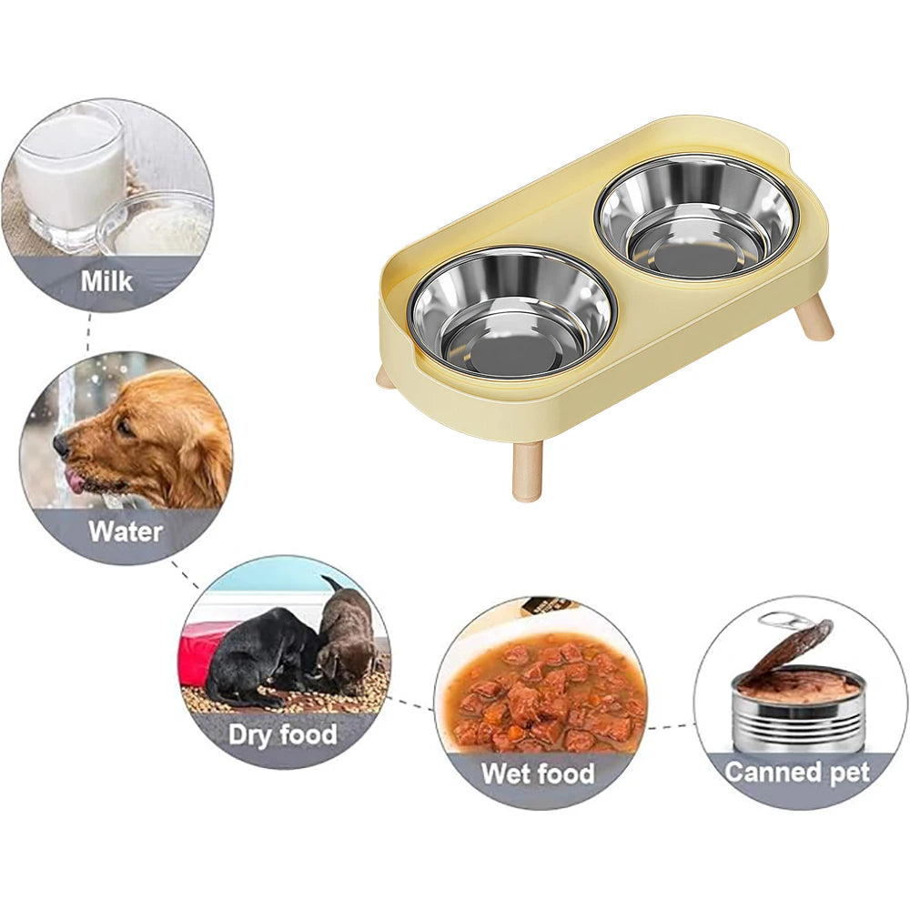 Comedouro Duplo Premium em Aço Inoxidável